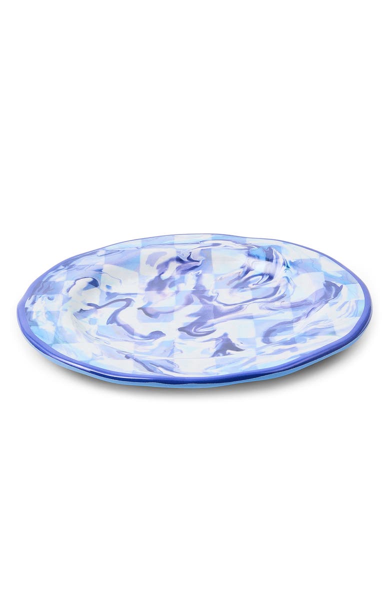 MACKENZIE CHILDS Set of 4 Blue Marble Check Melamine Salad Plates, Alternate, color, Blue