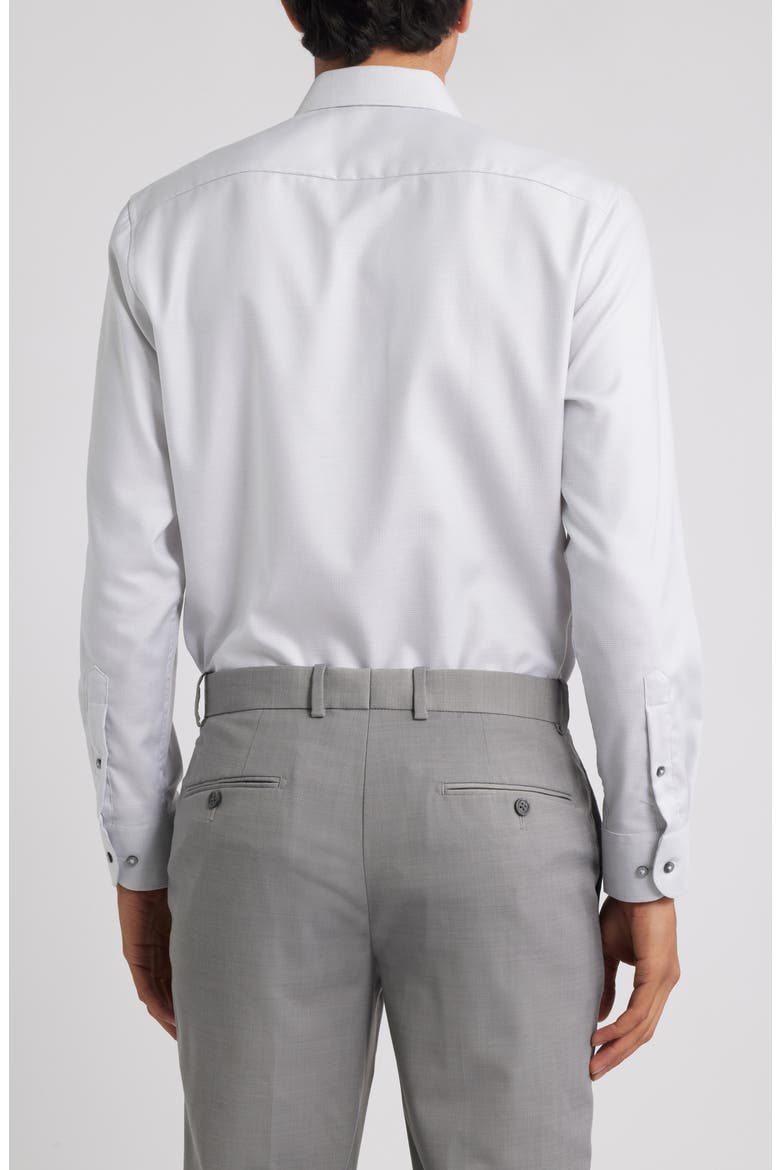 Slim Fit Structured Cotton Twill Dress Shirt, Alternate, color, SILVER GREY