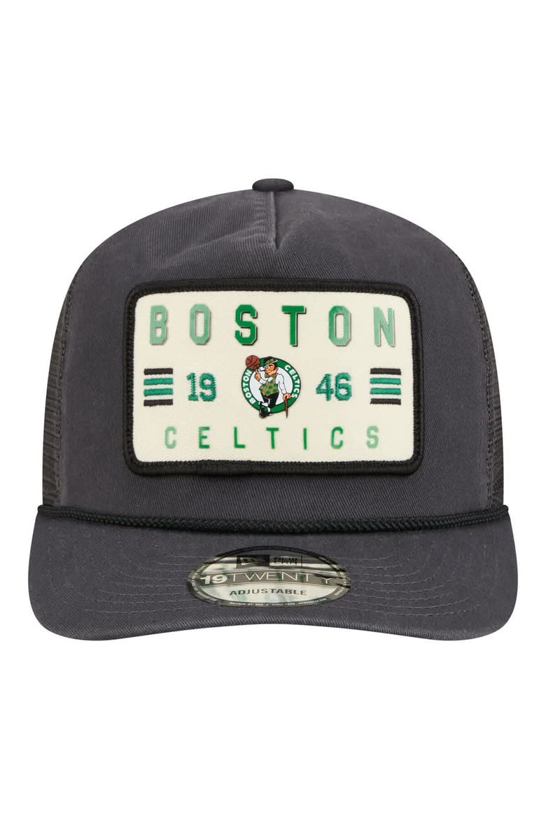 Men's New Era  Charcoal Boston Celtics Washed Patch 19TWENTY Adjustable Trucker Hat, Alternate, color, Charcoal