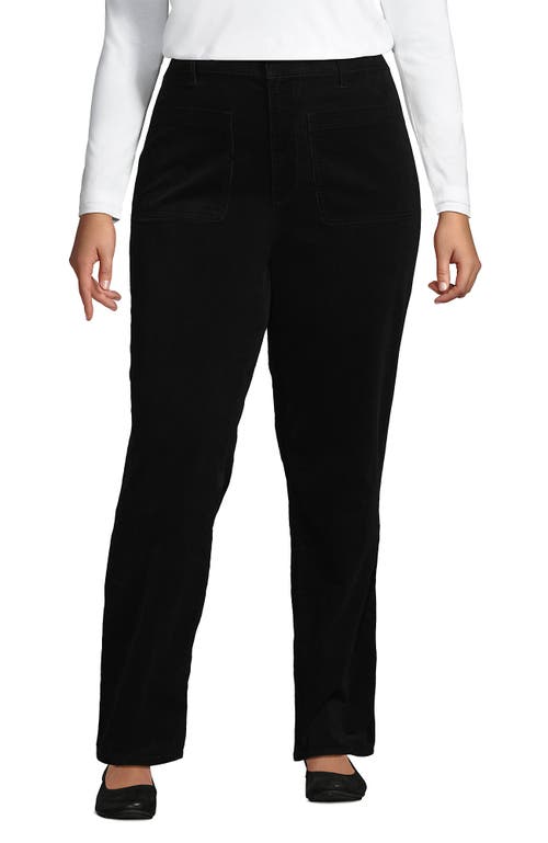 Lands' End Plus Size Corduroy High Rise Rail Straight Leg Pants In Black