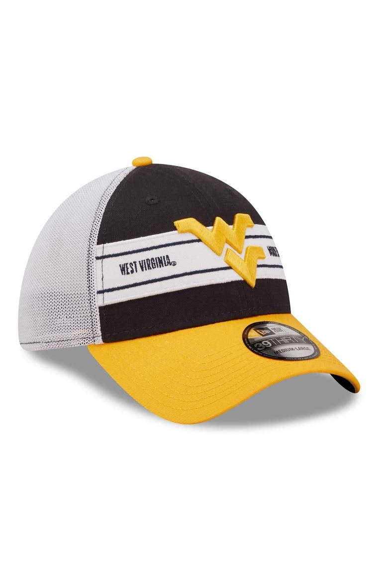 Men's New Era Navy/Gold West Virginia Mountaineers Banded 39THIRTY Flex Hat, Alternate, color, Navy
