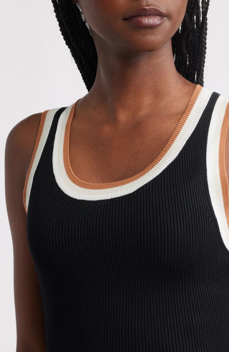 MANGO Sleeveless Rib Dress, Alternate, color, Black