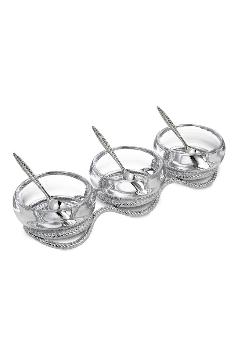 Braid Triple Condiment Set, Main, color, METALLIC SILVER