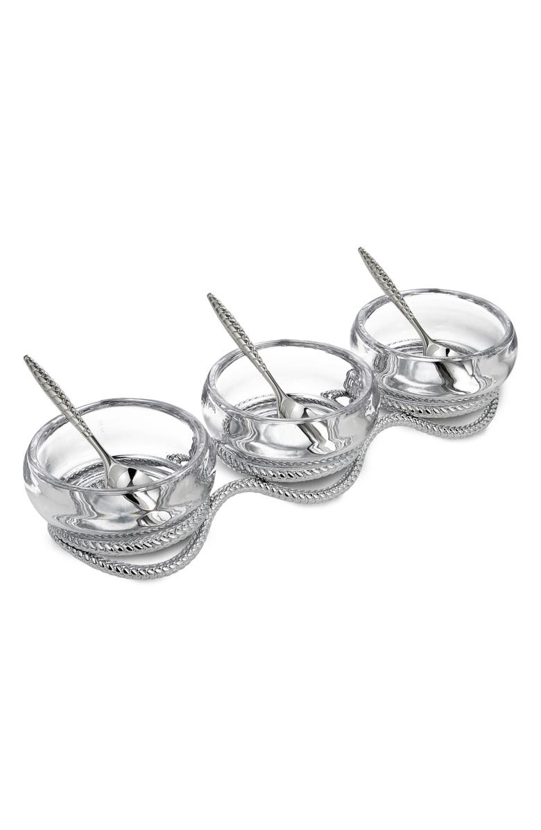 Nambé Braid Triple Condiment Set, Main, color, Metallic Silver