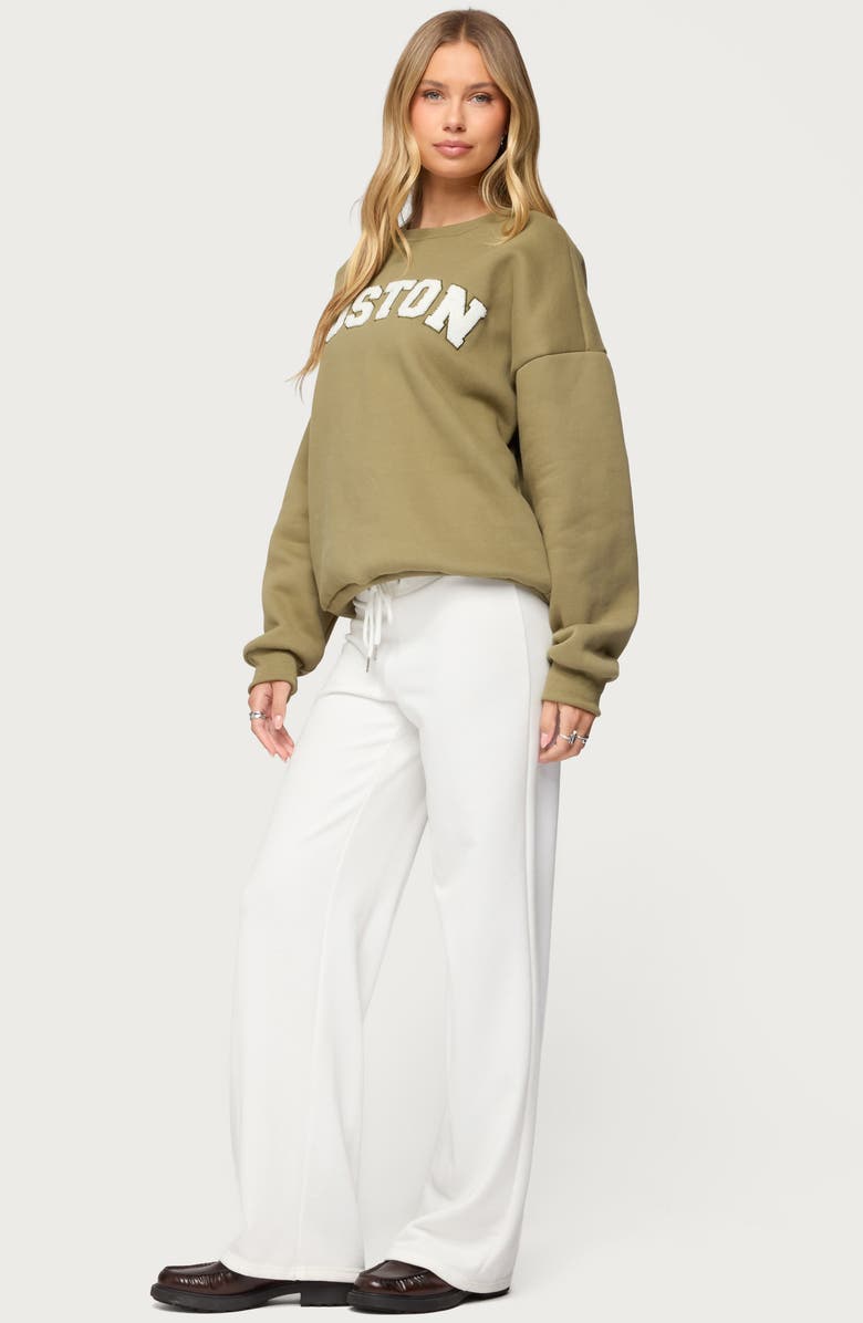 EDIKTED Boston Girl Sweatshirt, Alternate, color, Olive