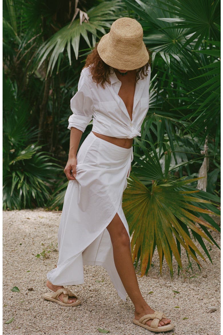 Willa Organic Linen Cover-Up Wrap Skirt, Alternate, color, WHITE