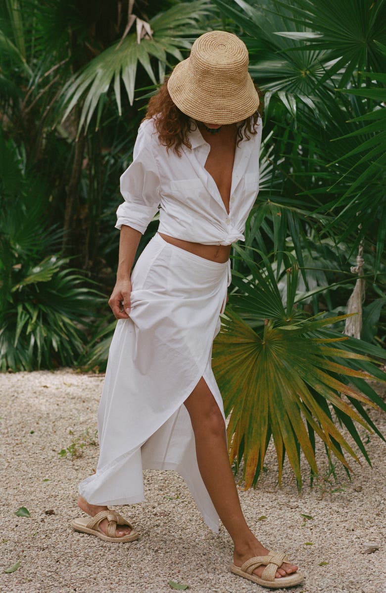 Vitamin A<sup>®</sup> Willa Organic Linen Cover-Up Wrap Skirt, Alternate, color, White