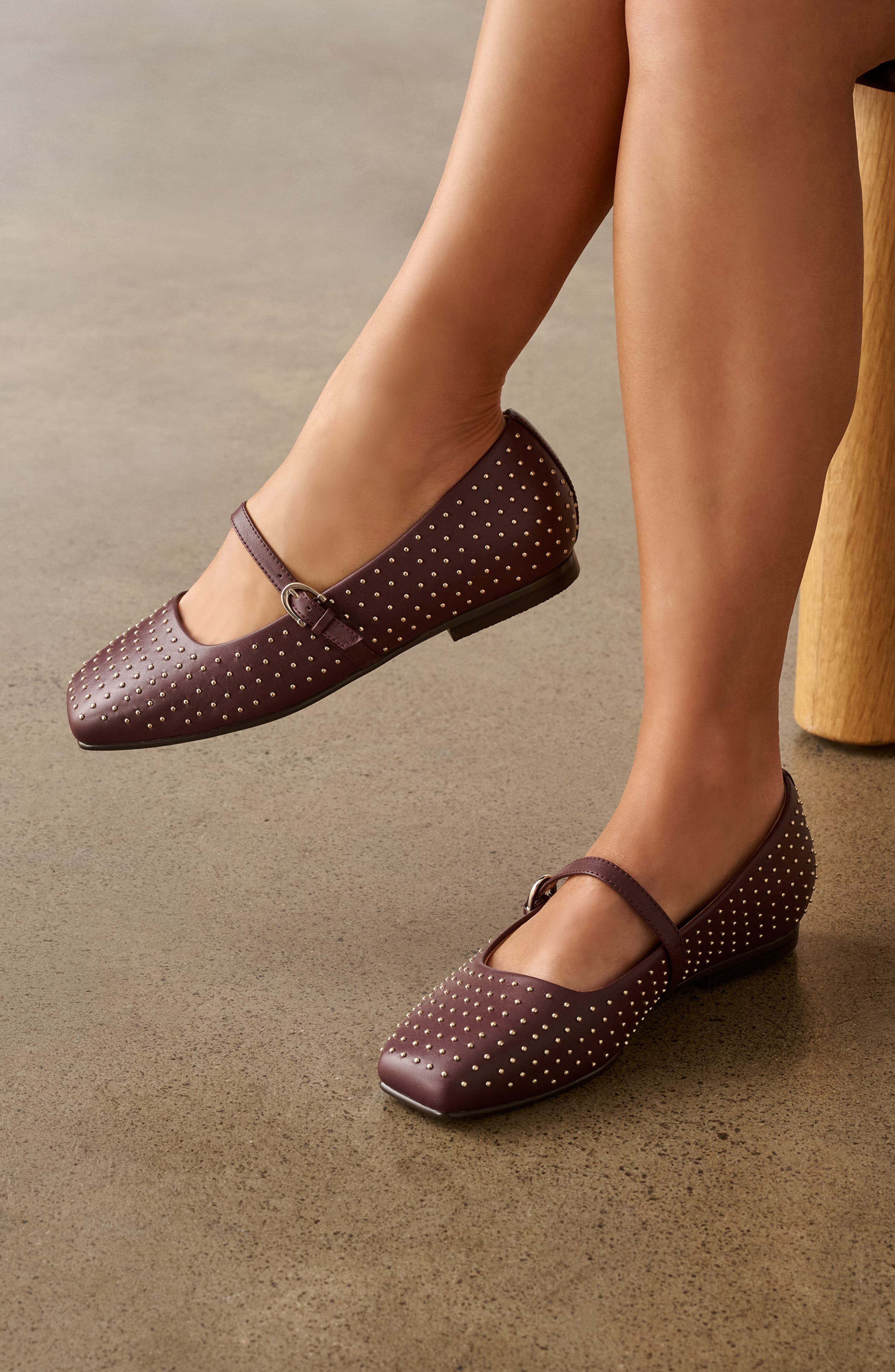 Hepburn Mary Jane Flat, Alternate, color, CHERRY STUD