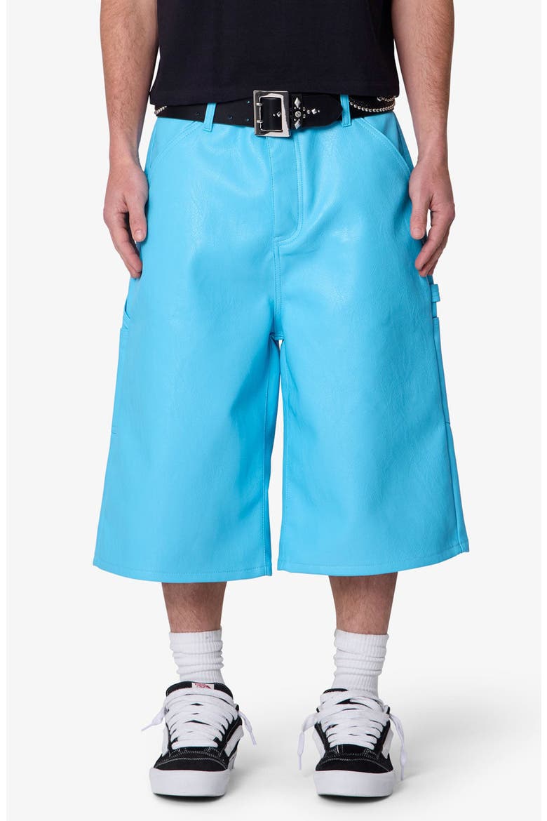 Ultra Baggy Faux Leather Work Shorts, Alternate, color, BLUE