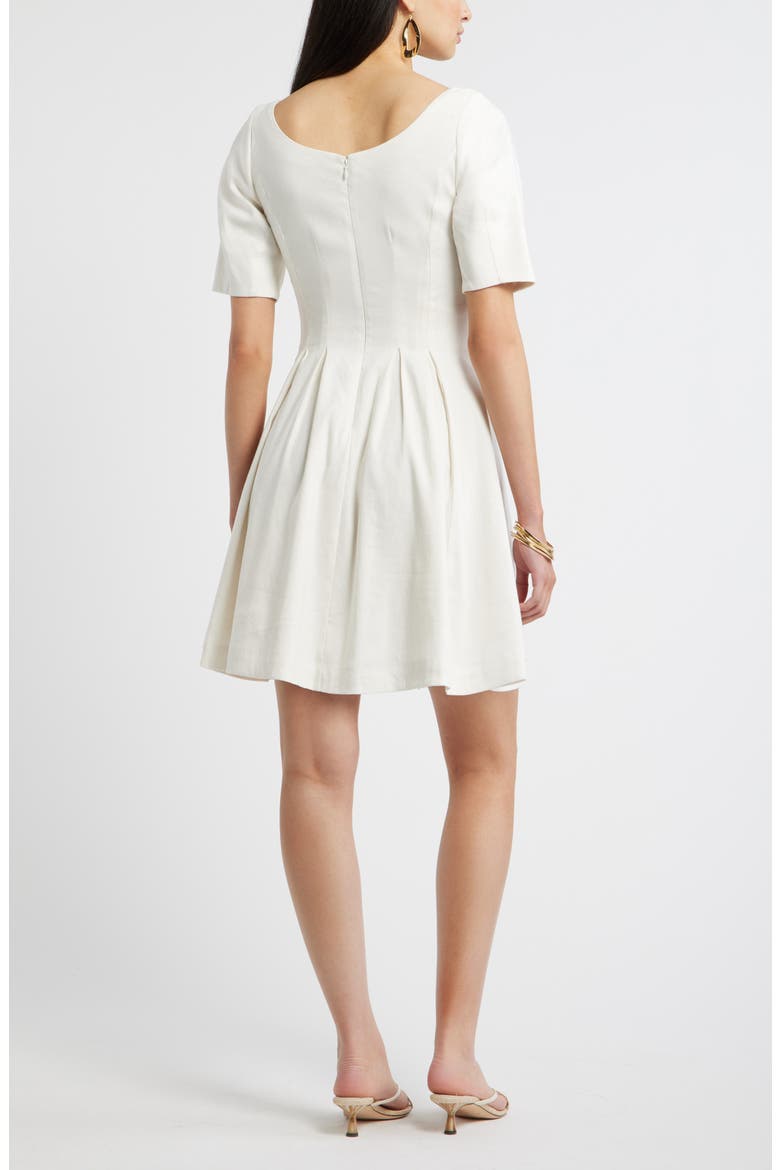 Scoop Neck Linen Blend Dress, Alternate, color, IVORY TOFU