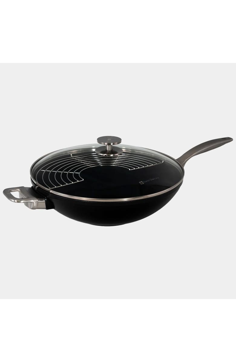 Swiss Diamond CHD Nonstick Wok with Glass Lid, 12.5-Inch, Main, color, Black