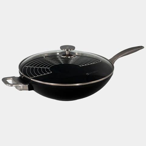 CHD Nonstick Wok with Glass Lid, 12.5-Inch