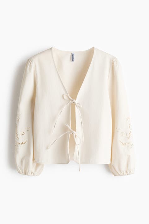 Tie-detail Broderie Anglaise Jacket