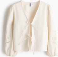 H&M Tie-detail Broderie Anglaise Jacket