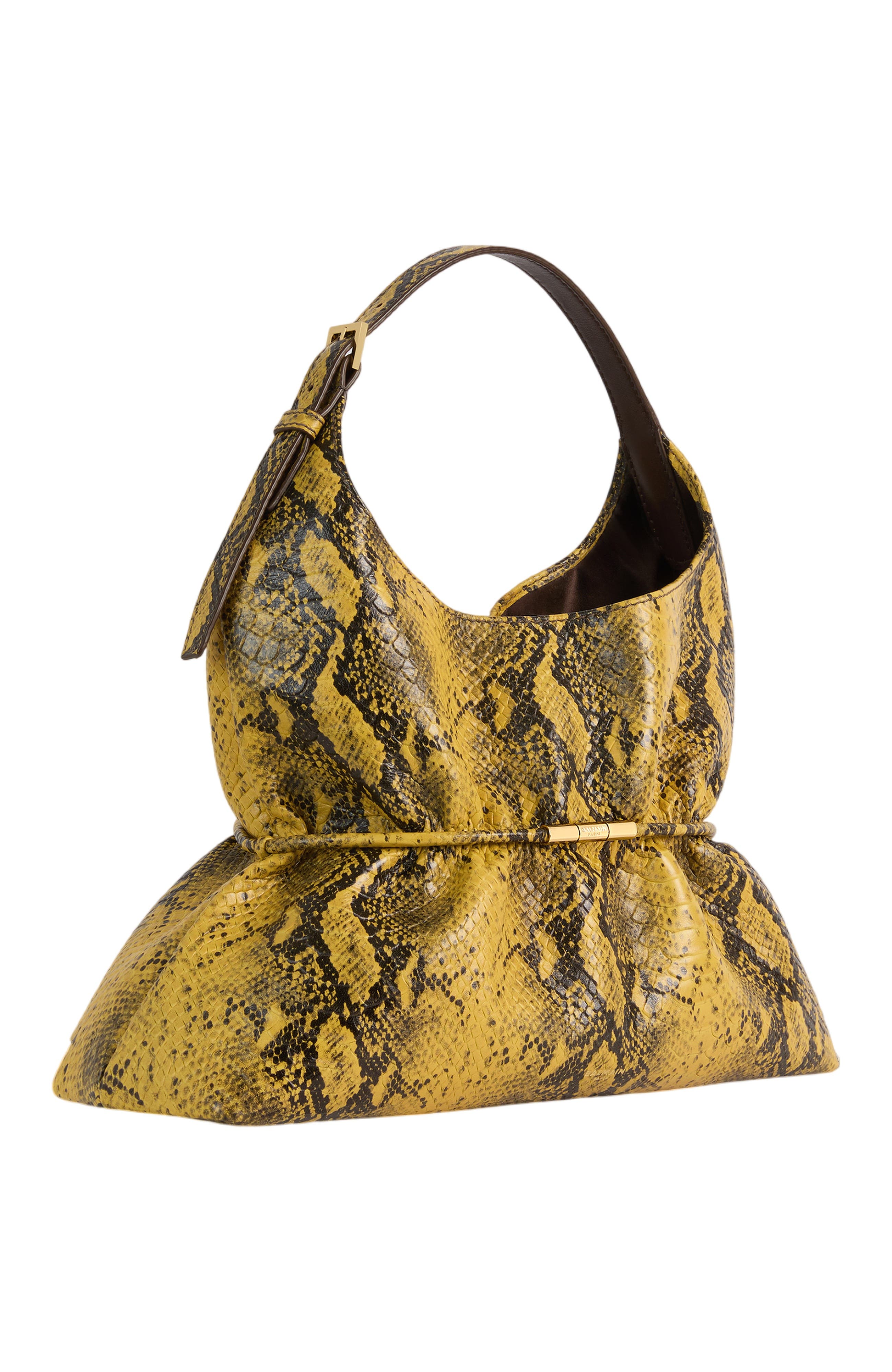 Sphynx Medium Bag in Python-Effect Leather, Alternate, color, yellow