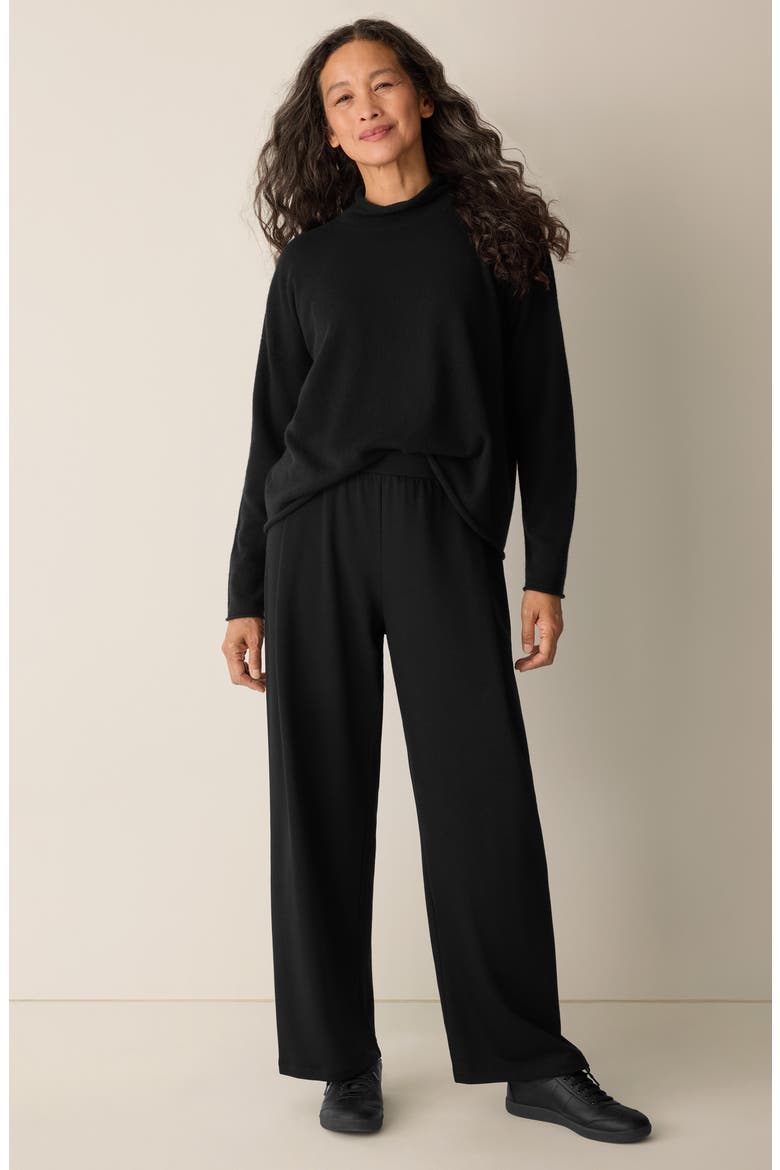 Pleated Straight Leg Ankle Pants, Alternate, color, BLACK
