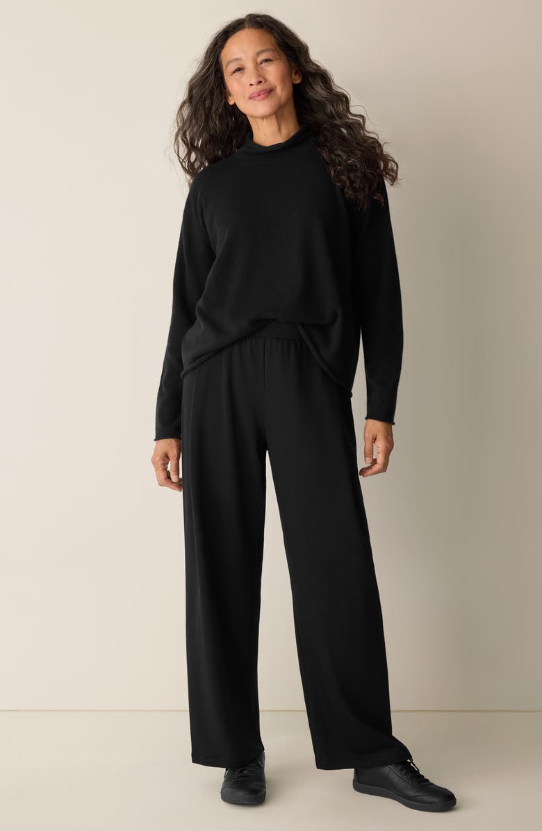 Eileen Fisher Pleated Straight Leg Ankle Pants, Alternate, color, Black