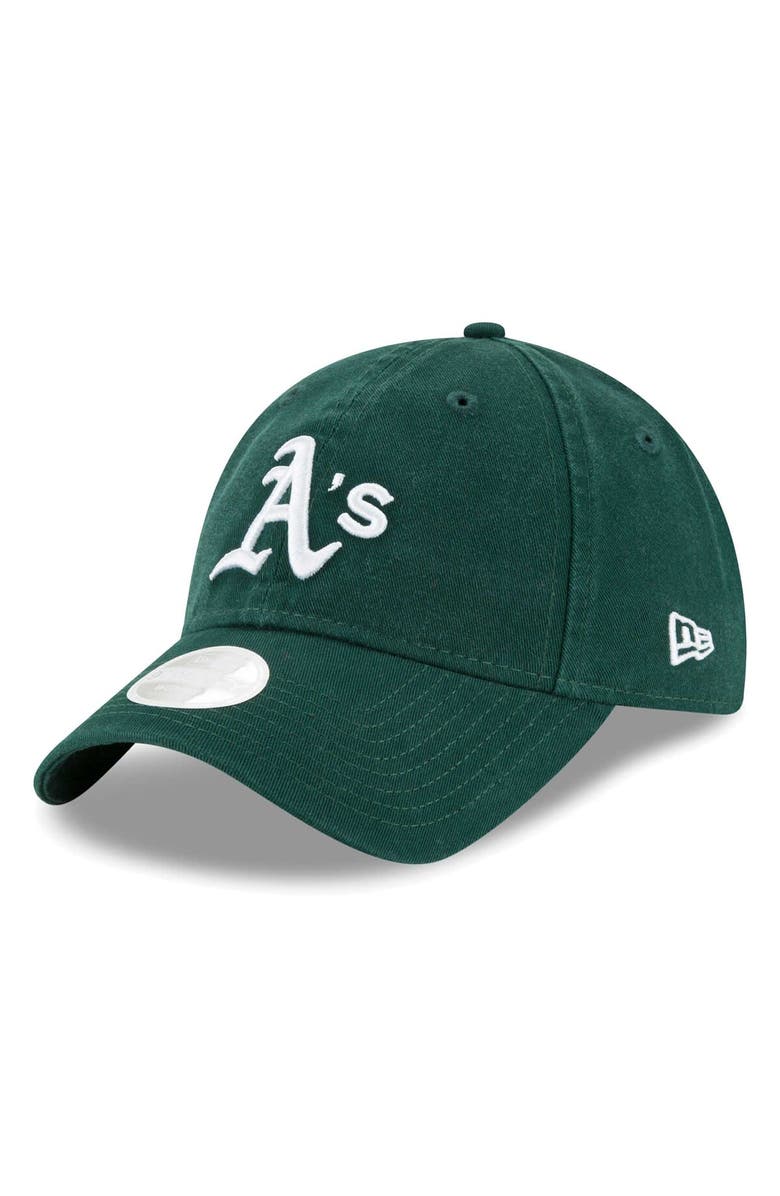 New Era Women's New Era Green Oakland Athletics Team Logo Core Classic 9TWENTY Adjustable Hat, Main, color, 