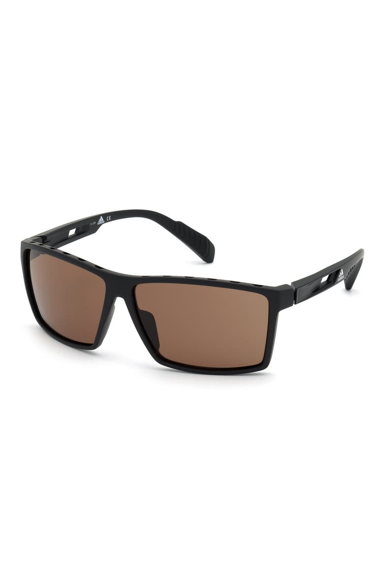 63mm Rectangular Sunglasses, Alternate, color, MATTE BLACK / BROWN LENSES