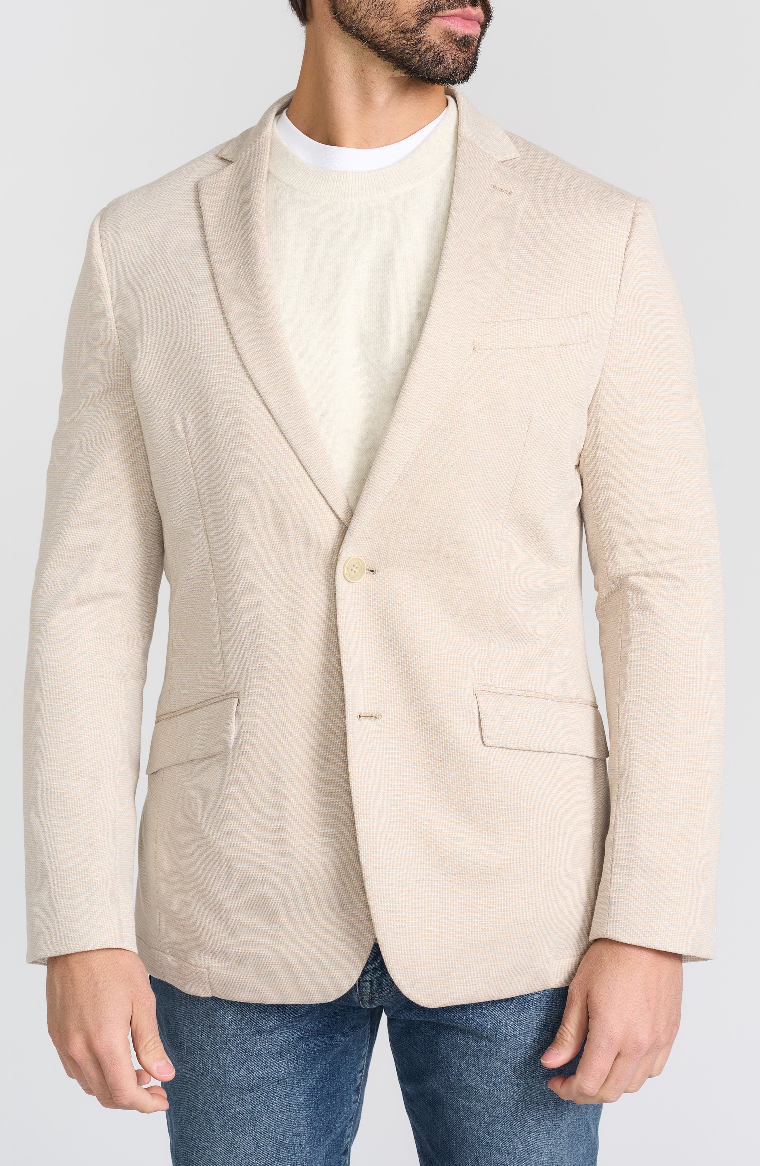 SAVILE ROW CO Tan Textured Neat Knit Sport Coat