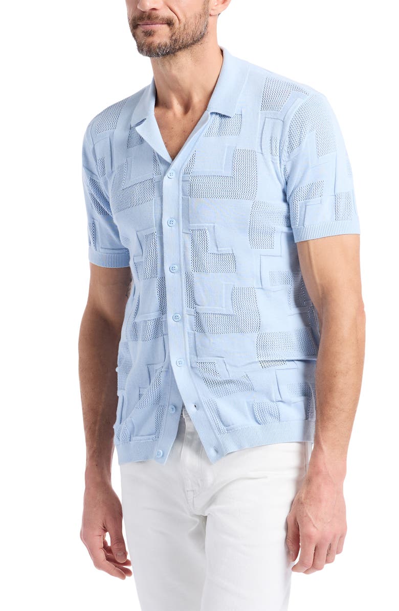 Robert Graham Drayford Cotton Button-Up Sweater, Alternate, color, Light Blue