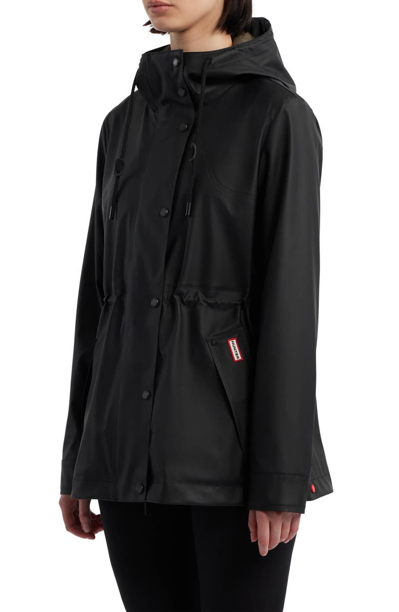 Hunter Abbey Short Rubberized Rain Jacket, Alternate, color, Black