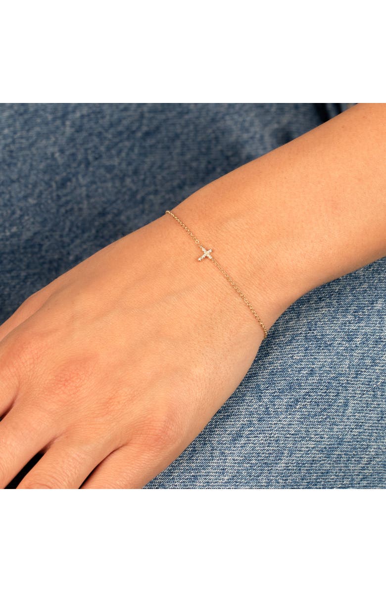 BY ADINA EDEN Diamond Tiny Cross Bracelet 14K, Alternate, color,