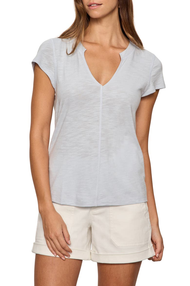 The New Girl Split Neck T-Shirt, Main, color, BLUE AURA