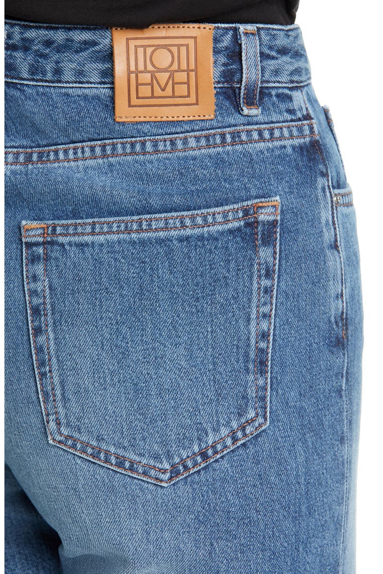 Totême Flair High Waist Flare Crop Jeans, Alternate, color, WASHED BLUE