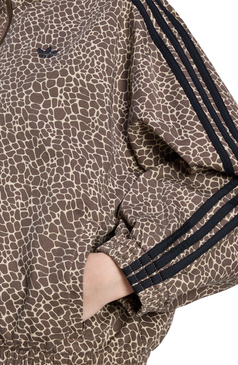 adidas Originals Firebird Animal Print Denim Track Jacket, Alternate, color, Earth Strata/ Stone Khaki