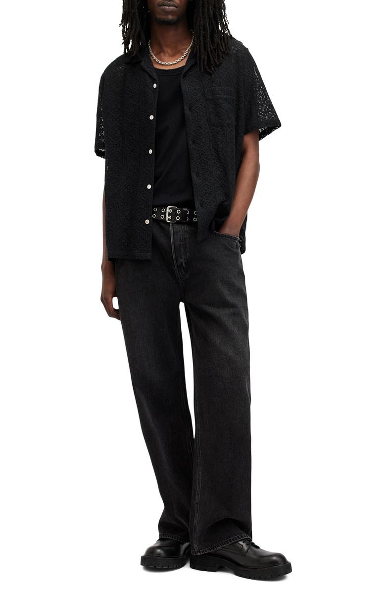 AllSaints Harden Lace Camp Shirt, Alternate, color, 