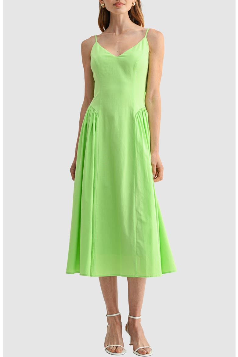 Back Bow Fit and Flare Midi Dress, Main, color, LIME