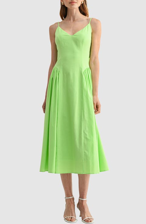 Back Bow Fit and Flare Midi Dress