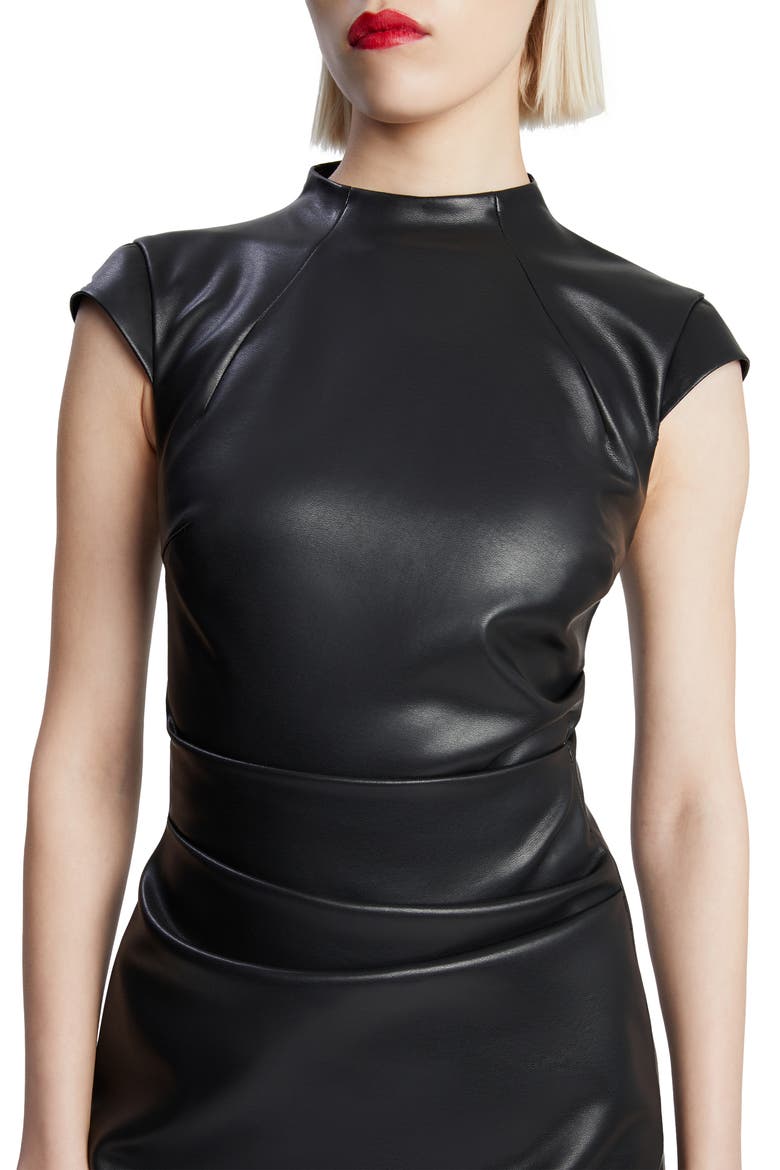 Naja Faux Leather Minidress, Alternate, color, BLACK