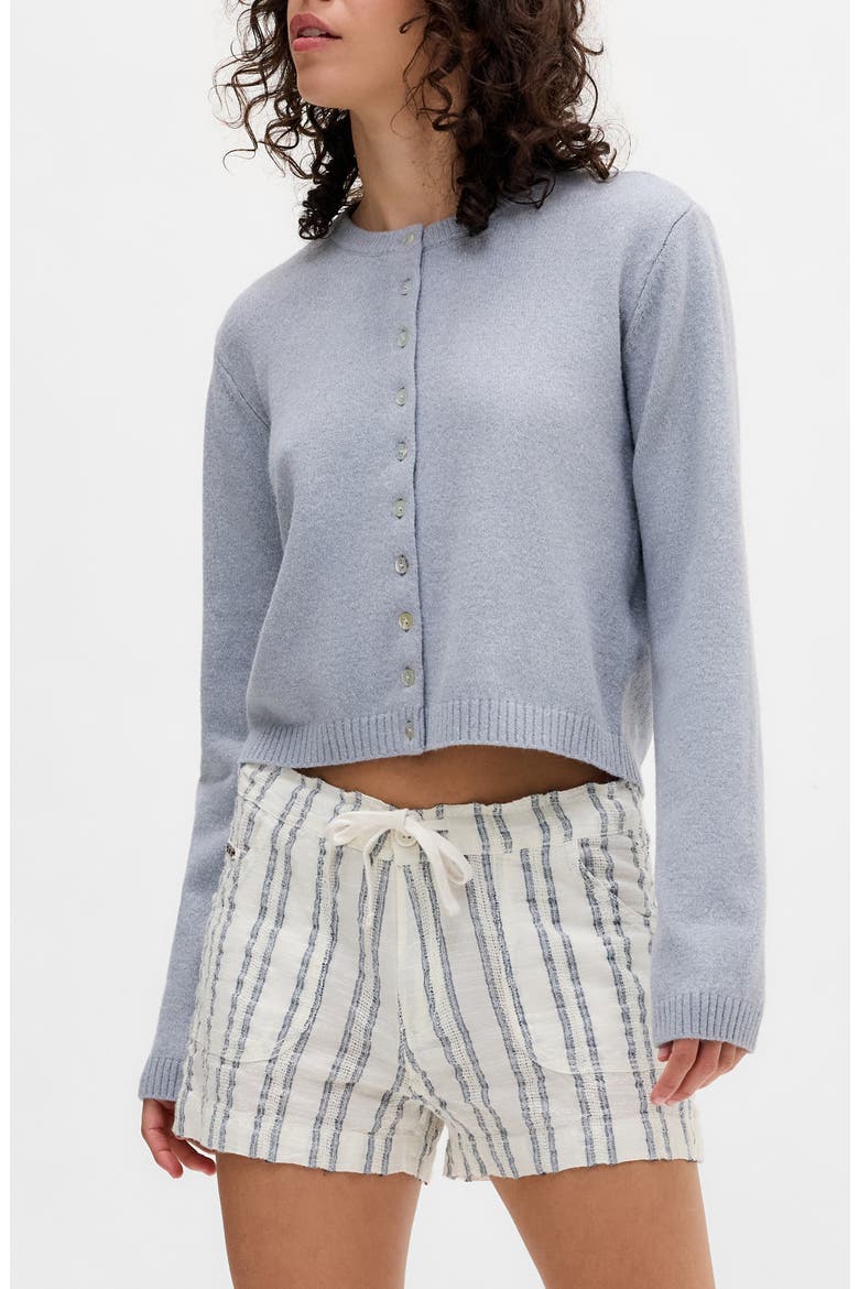 Linen & Cotton Shorts, Main, color, OFF WHITE STRIPE