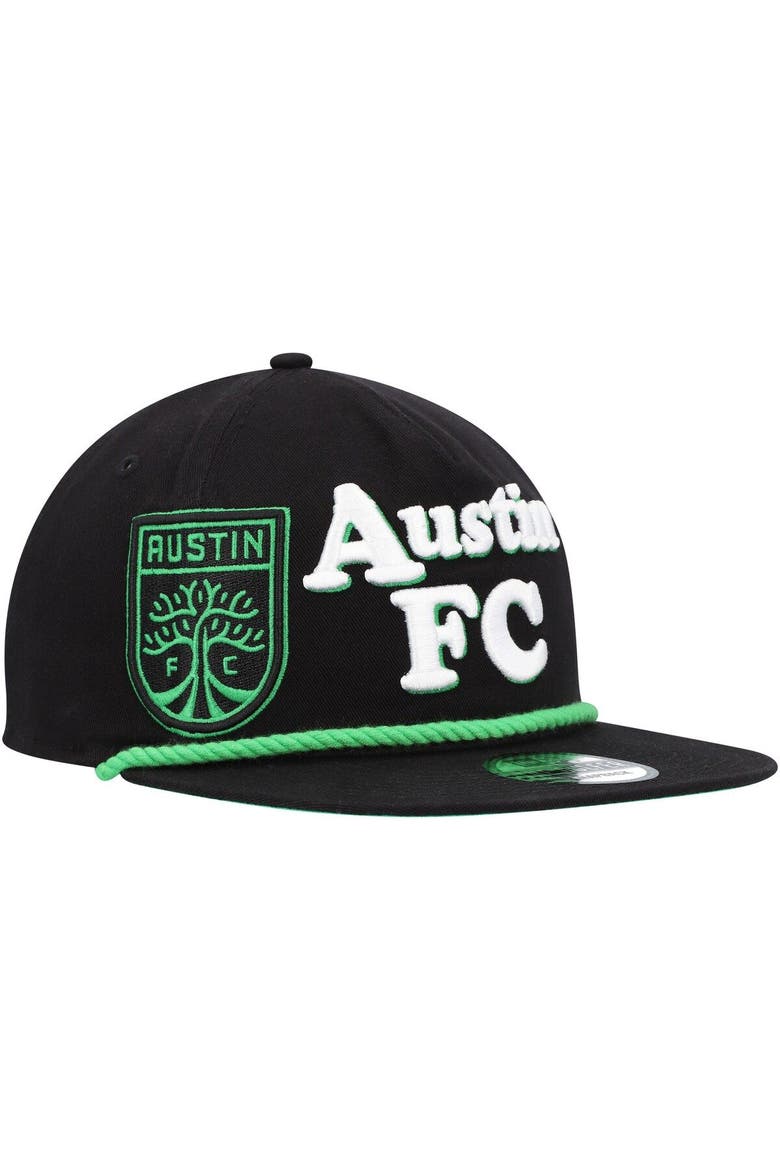 Men's New Era  Black Austin FC Heritage The Golfer Snapback Hat, Main, color, Black