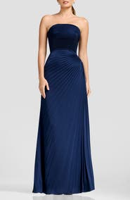 Dress the Population Kinley Accordion Pleat Strapless Evening Gown