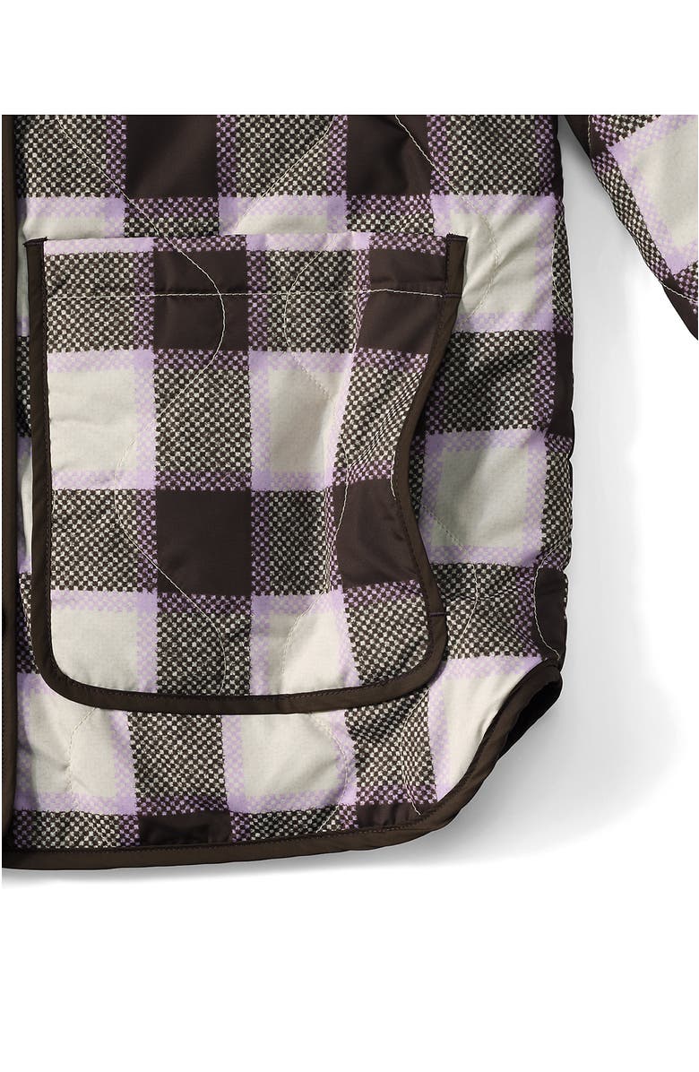 Lands' End High Pile Fleece Reversible Mixed Media Long Jacket, Alternate, color, Rich Coffee/Brown Check