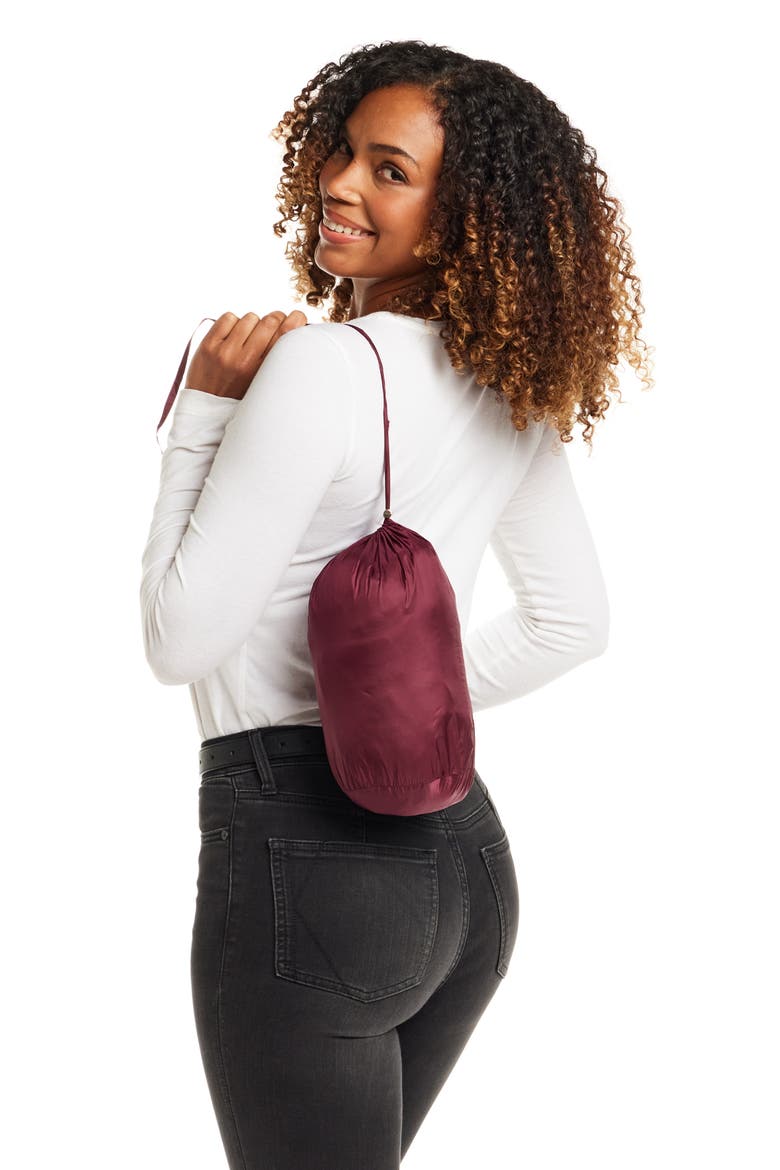 Quilted Water Resistant Vest with Removable Hood, Alternate, color, BURGUNDY