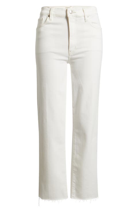 Le Sleek Raw Hem High Waist Straight Leg Jeans