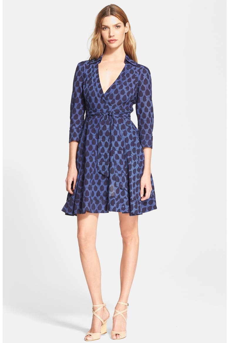 Piece & Co. and Diane von Furstenberg 'Jadrian' Cotton Wrap Dress (Nordstrom Exclusive), Main, color, PIECE BATIK BLUE