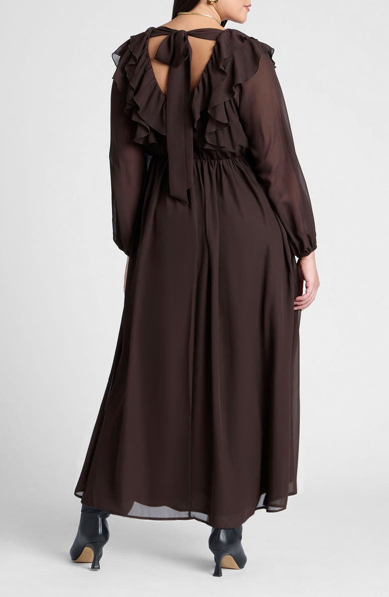 ELOQUII Cascade Ruffles Long Sleeve Maxi Dress, Alternate, color, 