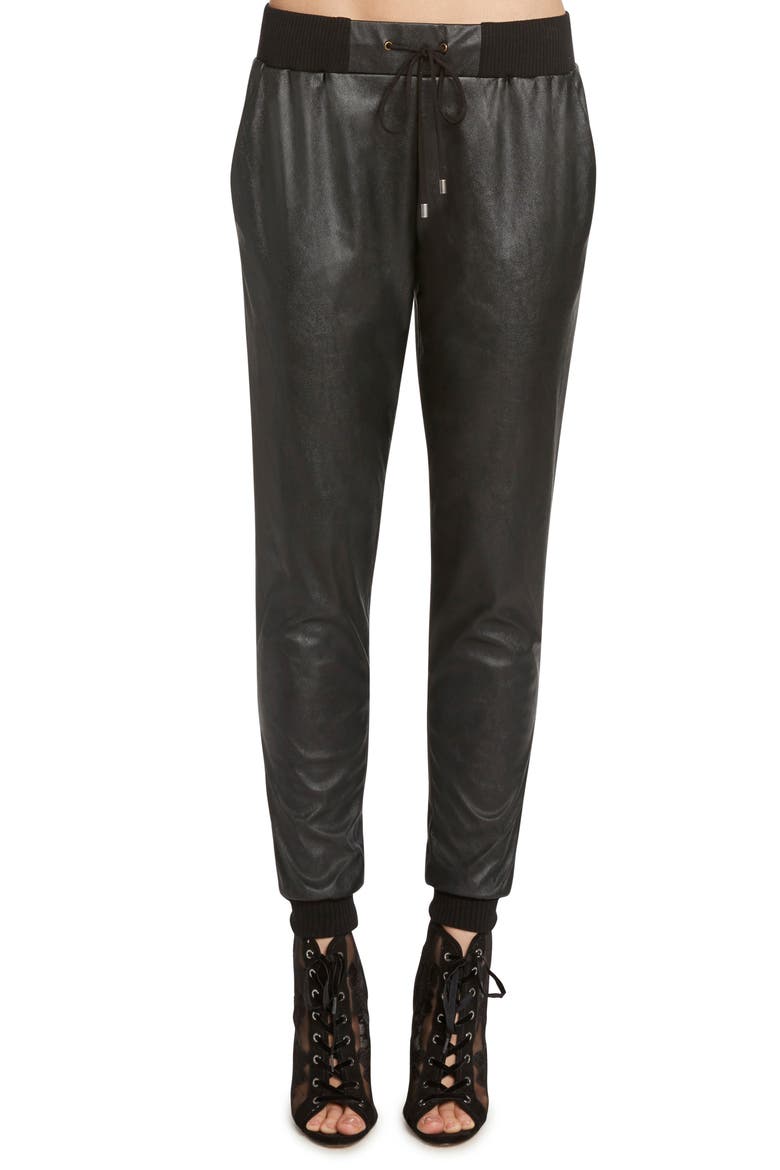 Faux Leather Jogger Pants, Main, color, BLACK