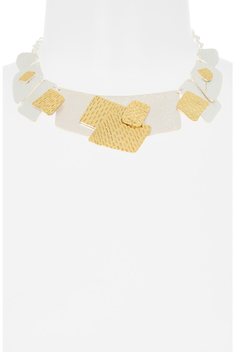 Artistic Patchwork Collar Necklace, Alternate, color, MIXED METALS