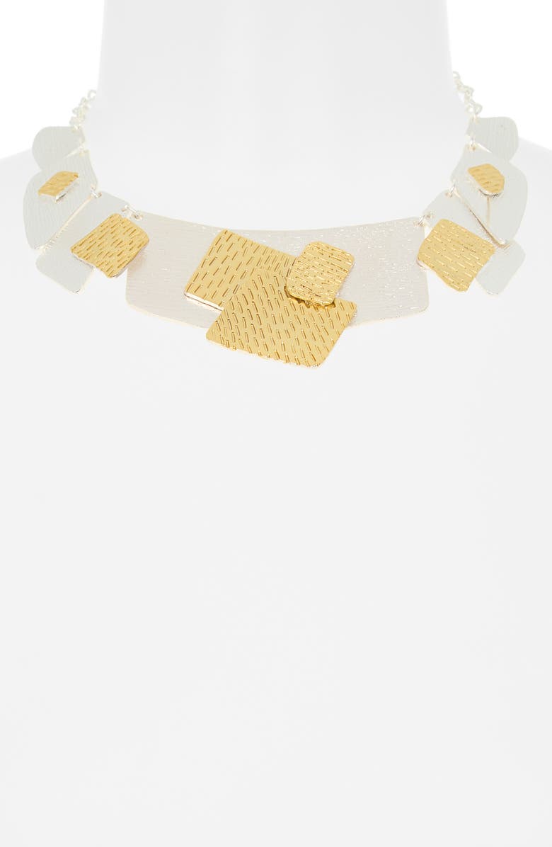 Karine Sultan Artistic Patchwork Collar Necklace, Alternate, color, Mixed Metals