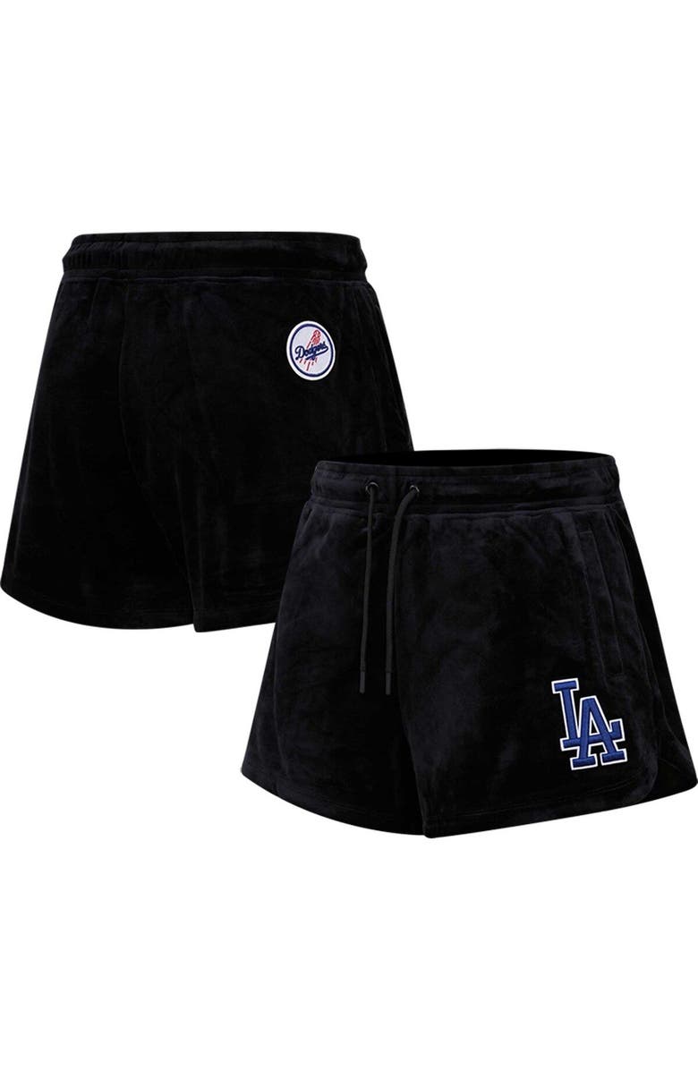 PRO STANDARD Women's Pro Standard Black Los Angeles Dodgers Classic Velour Lounge Shorts, Main, color, 