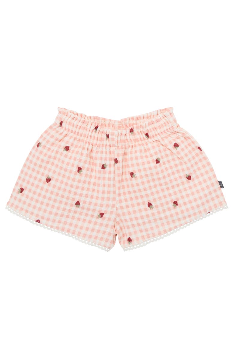 Floral Top and Shorts Set, Alternate, color, Strawberry Gingham