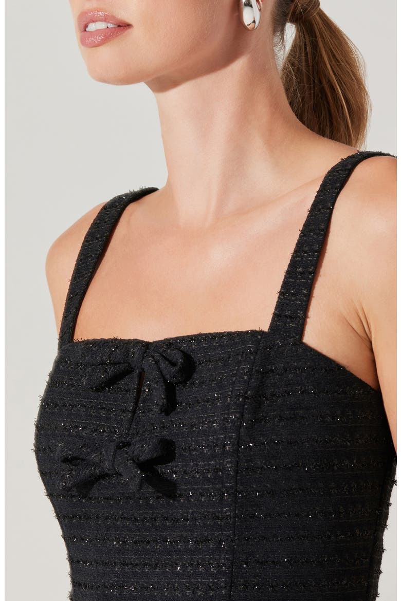 Kiona Diamante Tweed Crop Top, Alternate, color, BLACK