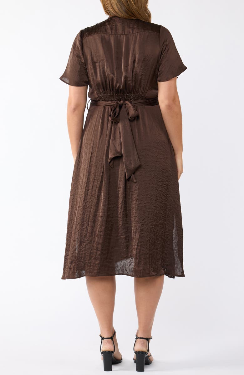 Estelle Mirage Oasis Rumple Satin Midi Dress, Alternate, color, Chocolate
