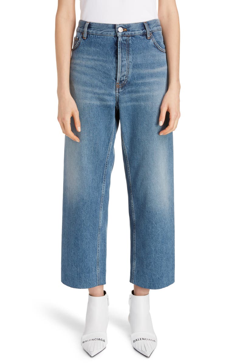 Balenciaga Wide Leg Crop Jeans, Main, color,